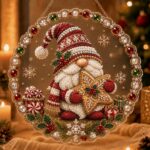 christmas pearl diamond painting suncatcher kit, acrylic diy diamond and pearl art painting, christmas diamond painting hanging pendant, 3d mixed sized pearl beads craft
