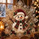 christmas pearl diamond painting suncatcher kit, diy craft | pre assembled metal chain, acrylic snowflake shape board with lace edge, 3d mixed sized pearl beads craft