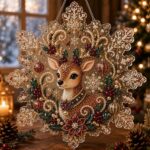 christmas pearl diamond painting suncatcher kit, diy craft | pre assembled metal chain, acrylic snowflake shape board with lace edge, 3d mixed sized pearl beads craft