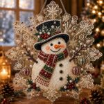 christmas pearl diamond painting suncatcher kit, diy craft | pre assembled metal chain, acrylic snowflake shape board with lace edge, 3d mixed sized pearl beads craft