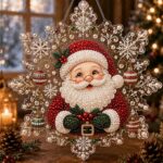 christmas pearl diamond painting suncatcher kit, diy craft | pre assembled metal chain, acrylic snowflake shape board with lace edge, 3d mixed sized pearl beads craft