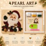 DIY Christmas Pearl Diamond Painting Art Kit with Frame, Pearl Art Kits for Adults and Beginners, Holiday Bead Craft Wall Decor - Image 4