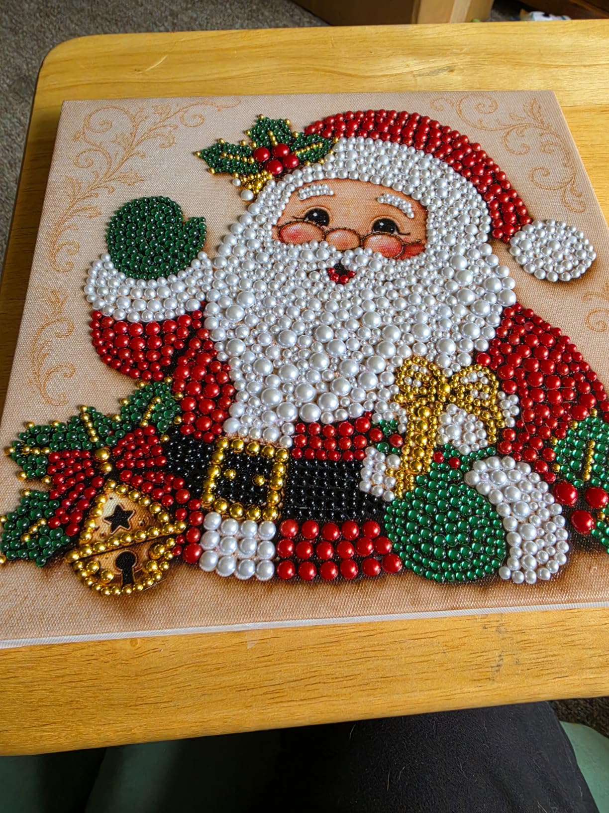 DIY Christmas Pearl Diamond Painting Art Kit with Frame, Pearl Art Kits for Adults and Beginners, Holiday Bead Craft Wall Decor photo review