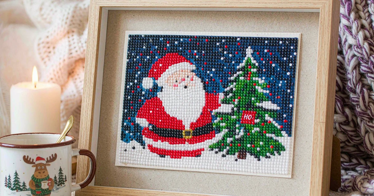 DOTZSO Santa Claus pearl diamond painting kit with frame and pearl beads