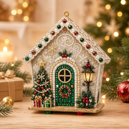 3D Christmas House Diamond Painting Kit – Snowman & Reindeer